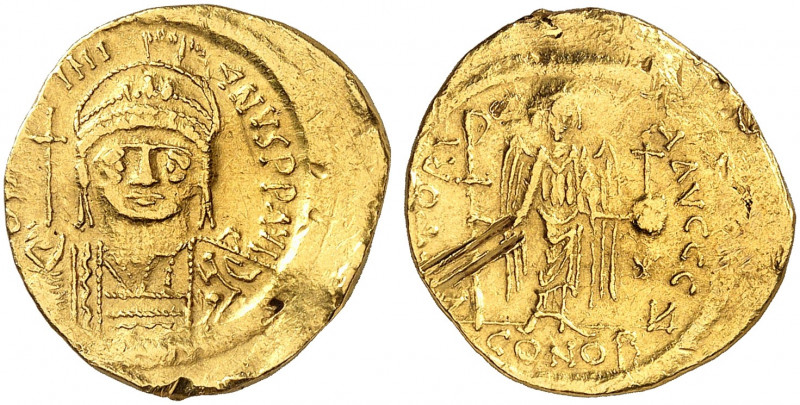BYZANTINISCHE MÜNZEN. Iustinianus I., 527 - 565. 
Solidus. Rev. Stehende Victor...