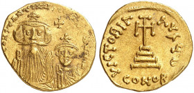 BYZANTINISCHE MÜNZEN. Constans II., 641 - 668. 
Ein zweites Exemplar.
Gold 4,41 g ss