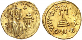 BYZANTINISCHE MÜNZEN. Constans II., 641 - 668. 
Ein siebtes Exemplar.
Gold 4,39 g ss