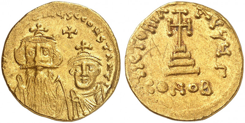 BYZANTINISCHE MÜNZEN. Constans II., 641 - 668. 
Ein achtes Exemplar.
Gold 4,41...