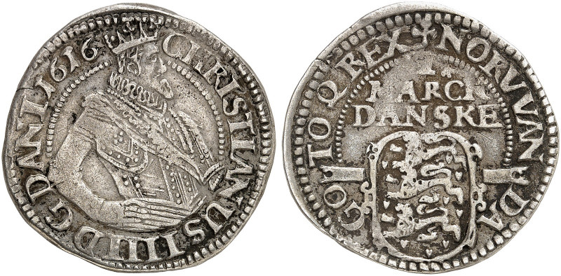 EUROPA. DÄNEMARK. Christian IV., 1588-1648. 
1 Mark 1616.
Hede 99 C ss