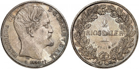 EUROPA. DÄNEMARK. Friedrich VII., 1848-1863. 
2 Rigsdaler 1854, Altona.
Dav. 77, Hede 6 B f. vz