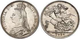 EUROPA. ENGLAND. Viktoria, 1837-1901. 
Crown 1887.
Dav. 107, S. 3921 kl. Kr., vz