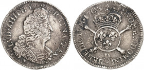 EUROPA. FRANKREICH. Königreich. Louis XIV., 1643-1715. 
1/2 Écu aux insignes 1703, D - Lyon.
Dupl. 1534 B, Gad. 189 Rdf., ss
