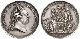 EUROPA. FRANKREICH. Königreich. Louis XV., 1715-1774. 
Silbermedaille 1770 (von P. Lorthior, 37,8 mm), auf die Vermählung des Dauphins mit Marie Anto...