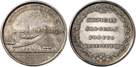 EUROPA. FRANKREICH. Königreich. Louis XV., 1715-1774. 
Silbermedaille 1771 (von C. N. Roettiers, 34,8 mm), auf die Wiederherstellung des Hafens von L...