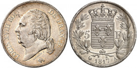 EUROPA. FRANKREICH. Louis XVIII., Second Gouvernement Royal, 1815-1824. 
5 Francs au buste nu 1817, A - Paris.
Dav. 87, Gad. 614 min. Rdf., f. vz
