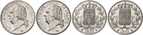 EUROPA. FRANKREICH. Louis XVIII., Second Gouvernement Royal, 1815-1824. 
Lot von 2 Stück: 5 Francs au buste nu 1821, 1822, A - Paris.
Dav. 87, Gad. ...