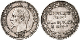 EUROPA. FRANKREICH. Napoléon III., 1852-1870. 
Silbermedaille 1854 (von Barré, 30,2 mm) in 10 Centimes-Größe, auf das Denkmal für Napoléon I. in Lill...