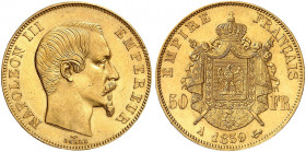 EUROPA. FRANKREICH. Napoléon III., 1852-1870. 
50 Francs à la tête nue 1859, A - Paris.
Friedb. 571, Gad. 1111, Schlumb. 272 Gold vz