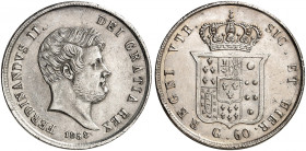 EUROPA. ITALIEN. Neapel und Sizilien. Ferdinand II. von Bourbon, 1830-1859. 
1/2 Piastra zu 60 Grana 1858, Neapel.
Fabrizi 507/11, Pagani 250 kl. Rd...