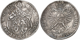 SALZBURG. Erzbistum. Johann Jakob Khuen von Belasi, 1560-1586. 
Guldentaler zu 60 Kreuzer 1572, mit Titel Maximilian II.
Dav. 123, Pr. - , Zöttl 638...