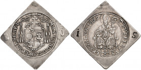 SALZBURG. Erzbistum. Max Gandolph, Graf von Küenburg, 1668-1687. 
1/9 Taler-Klippe 1669.
Pr. 1680, Zöttl 2025 Hksp., Sammlerpunze, ss