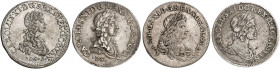 POMMERN. unter schwedischer Besetzung. Karl XI. von Schweden, 1660-1697. 
Lot von 4 Stück: 1/3 Taler 1673, Stettin.
A.A.J. 125a, c, 126 ss, vz