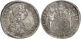 POMMERN. unter schwedischer Besetzung. Karl XI. von Schweden, 1660-1697. 
2/3 Taler 1687, Stettin.
Dav. 766, A.A.J. 109 kl. Sfr., ss - vz