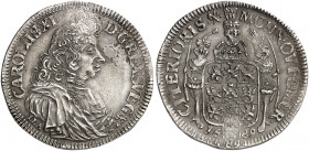POMMERN. unter schwedischer Besetzung. Karl XI. von Schweden, 1660-1697. 
2/3 Taler 1689, Stettin.
Dav. 767, A.A.J. 113c l. Doppelschlag, ss - vz