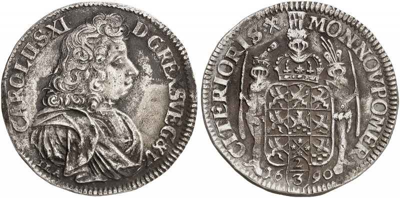 POMMERN. unter schwedischer Besetzung. Karl XI. von Schweden, 1660-1697. 
2/3 T...
