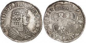 PREUSSEN. Friedrich Wilhelm, "der Große Kurfürst", 1640-1688. 
2/3 Taler 1675, Halberstadt.
Dav. 267, v. Schr. 348 (Regenstein) Prägeschwäche, f. vz...