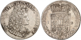 PREUSSEN. Friedrich III. (I.), 1688-1713. 
2/3 Taler 1690, Magdeburg.
Dav. 273, v. Schr. 167 l. Prägeschwäche, ss+