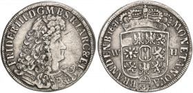 PREUSSEN. Friedrich III. (I.), 1688-1713. 
2/3 Taler 1691, Emmerich.
Dav. 281, v. Schr. 299 Druckstelle, ss