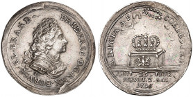 PREUSSEN. Friedrich III. (I.), 1688-1713. 
Silberabschlag von den Stempeln des Dukaten 1713, Berlin, auf seinen Tod und die Beisetzung.
Brockm. 464 ...