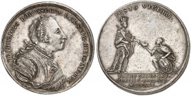 PREUSSEN. Friedrich II., "der Große", 1740-1786. 
Silbermedaille 1741 (unsigniert, von G. W. Kittel, 31,9 mm), auf die Huldigung der schlesischen Stä...