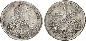 PREUSSEN. Friedrich II., "der Große", 1740-1786. 
1/2 Taler 1751, Breslau.
Olding 30, v. Schr. 191 kl. Sfr., ss
