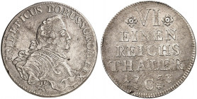 PREUSSEN. Friedrich II., "der Große", 1740-1786. 
1/6 Taler 1753, Kleve.
Olding 50b, v. Schr. 274 kl. Sfr., ss