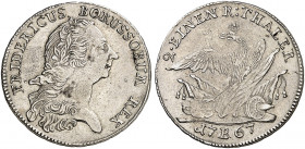 PREUSSEN. Friedrich II., "der Große", 1740-1786. 
1/2 Taler 1767, Breslau.
Olding 87, v. Schr. 529 ss+