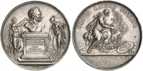PREUSSEN. Friedrich II., "der Große", 1740-1786. 
Silbermedaille 1779 (von Loos, 43,6 mm), auf den Frieden von Teschen. Büste auf Postament / Allegor...
