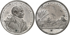 PREUSSEN. Friedrich Wilhelm II., 1786-1797. 
Zinnmedaille 1786 (von J. Reich, 46,6 mm), auf den Regierungsantritt. Brustbild / Aufgehende Sonne bestr...