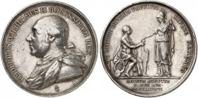 PREUSSEN. Friedrich Wilhelm II., 1786-1797. 
Silbermedaille 1786 (von A. Abramson, 42,3 mm), auf den gleichen Anlaß wie vorher. Brustbild n. links / ...