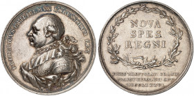 PREUSSEN. Friedrich Wilhelm II., 1786-1797. 
Silbermedaille 1786 (von D. F. Loos, 42,2 mm), auf den gleichen Anlaß wie vorher. Brustbild n. links / S...