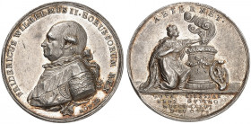 PREUSSEN. Friedrich Wilhelm II., 1786-1797. 
Silbermedaille 1786 (von A. König, 28,8 mm), auf die Huldigung der Schlesischen Stände in Breslau. Brust...