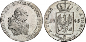 PREUSSEN. Friedrich Wilhelm II., 1786-1797. 
1/3 Taler 1789, Königsberg.
Olding 11, v. Schr. 70, J. 22 vz