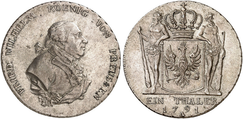 PREUSSEN. Friedrich Wilhelm II., 1786-1797. 
Taler 1791, Berlin.
Dav. 2599, Ol...