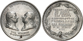 PREUSSEN. Friedrich Wilhelm II., 1786-1797. 
Zinnmedaille 1791 (von J. Chr. Reich, 43,0 mm), auf die Konvention von Pillnitz. Die Büsten von Leopold ...