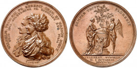 PREUSSEN. Friedrich Wilhelm II., 1786-1797. 
Bronzemedaille 1791 (von Loos, 45,2 mm), auf die Vermählung seiner Tochter Friederike mit dem Osnabrücke...