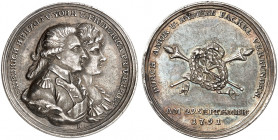 PREUSSEN. Friedrich Wilhelm II., 1786-1797. 
Silbermedaille 1791 (unsigniert, von J. J. G. Stierle, 30,0 mm),auf den gleichen Anlaß wie vorher. Beide...