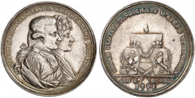 PREUSSEN. Friedrich Wilhelm II., 1786-1797. 
Silbermedaille 1791 (unsigniert, von J. J. G. Stierle, 30,0 mm), auf die Vermählung seiner Tochter Fried...