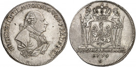 PREUSSEN. Friedrich Wilhelm II., 1786-1797. 
2/3 Taler 1794, Schwabach, für Ansbach-Bayreuth.
Olding 36b, J. 208b, Slg. Wilm. 1151 kl. Sfr., ss+