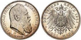 BAYERN. Luitpold, Prinzregent, *1821, + 1912. J. 49, EPA 3/5. 
Ein drittes Exemplar.
PP