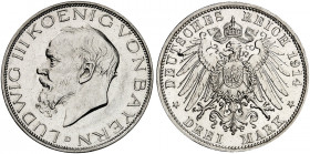 BAYERN. Ludwig III., 1913-1918. J. 52, EPA 3/6. 
Ein zweites Exemplar.
vz - St aus PP