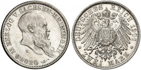 SACHSEN - MEININGEN. Georg II., 1866-1914. J. 149, EPA 2/60. 
Ein zweites Exemplar.
winz. Kr., f. St