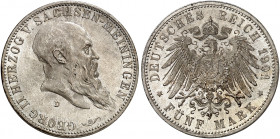 SACHSEN - MEININGEN. Georg II., 1866-1914. J. 150, EPA 5/52. 
5 Mark 1901.
kl. Kr., f. St