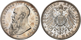 SACHSEN - MEININGEN. Georg II., 1866-1914. J. 151a, EPA 2/61. 
2 Mark 1902, Kopf mit langem Bart.
EA, winz. Kr., f. St