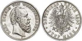 WÜRTTEMBERG. Karl, 1864-1891. J. 173, EPA 5/59. 
5 Mark 1888.
ss+ / f. vz
