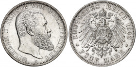 WÜRTTEMBERG. Wilhelm II., 1891-1918. J. 176, EPA 5/60. 
5 Mark 1902.
vz - St