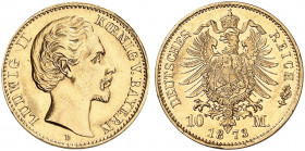 BAYERN. Ludwig II., 1864-1886. J. 193, EPA 10/7. 
10 Mark 1873.
vz - St