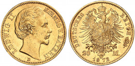 BAYERN. Ludwig II., 1864-1886. J. 194, EPA 20/8. 
20 Mark 1872.
kl. Kr., vz